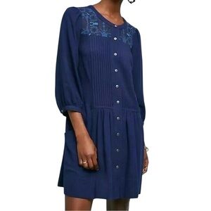 Anthropologie Dubois Embroidered Tunic Dress Size 10